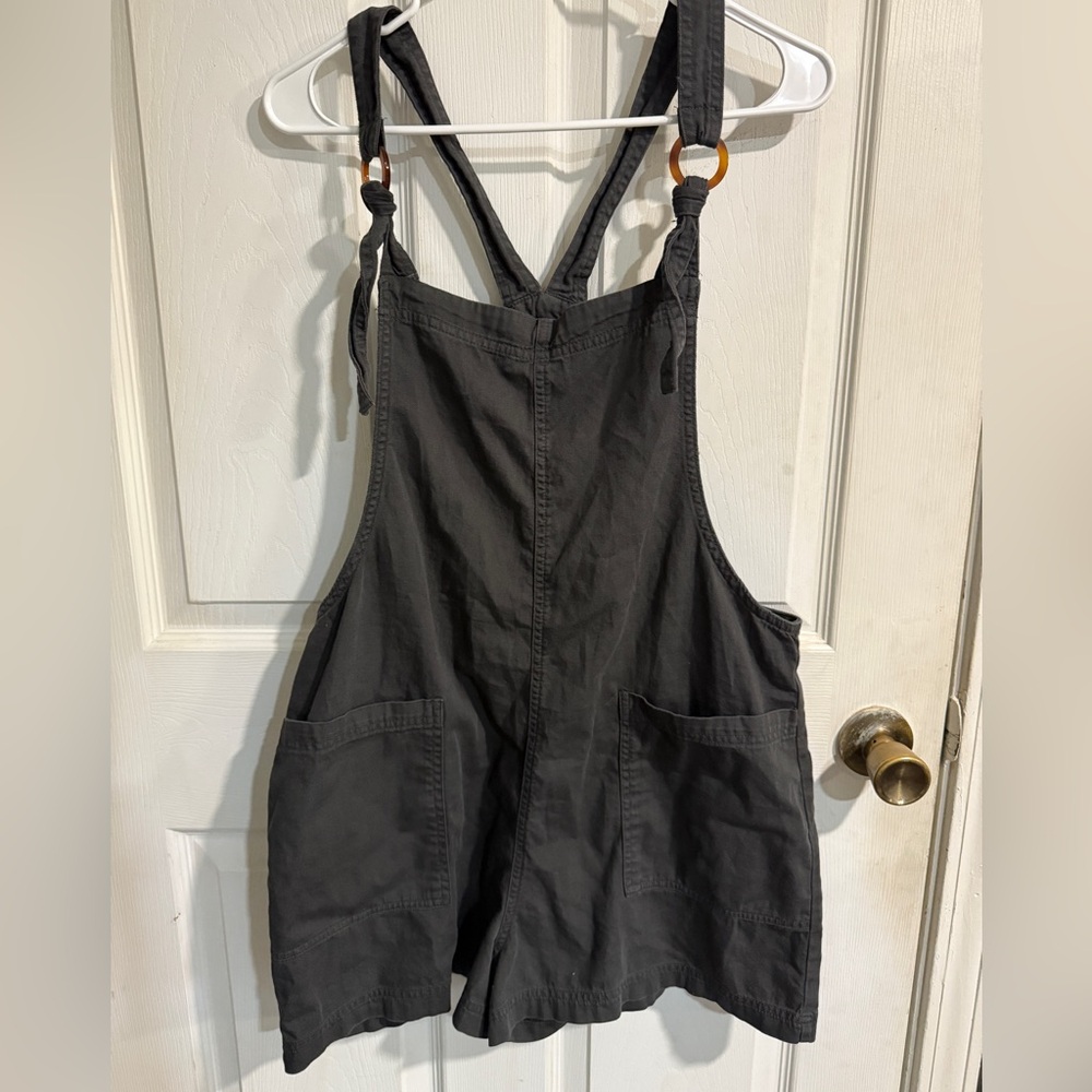 Aerie Charcoal Romper with Tie Straps